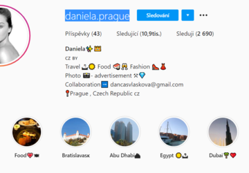 Placené stories na instagramový profil - daniela.prague