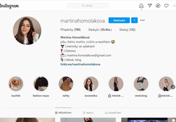 Placený příspěvek na instagram @martinahomolakova pro 30 400 uživatelů