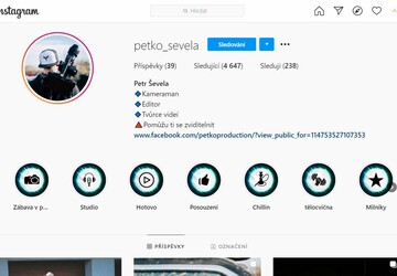 Placený příspěvek na instagram @petko_sevela pro 4 600 uživatelů