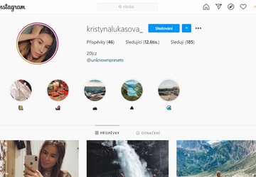 Placený příspěvek na instagram @kristynalukasova_ pro 12 600 uživatelů
